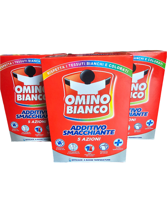 Omino Bianco Additivo Smacchiante, an Italian laundry additive 500g