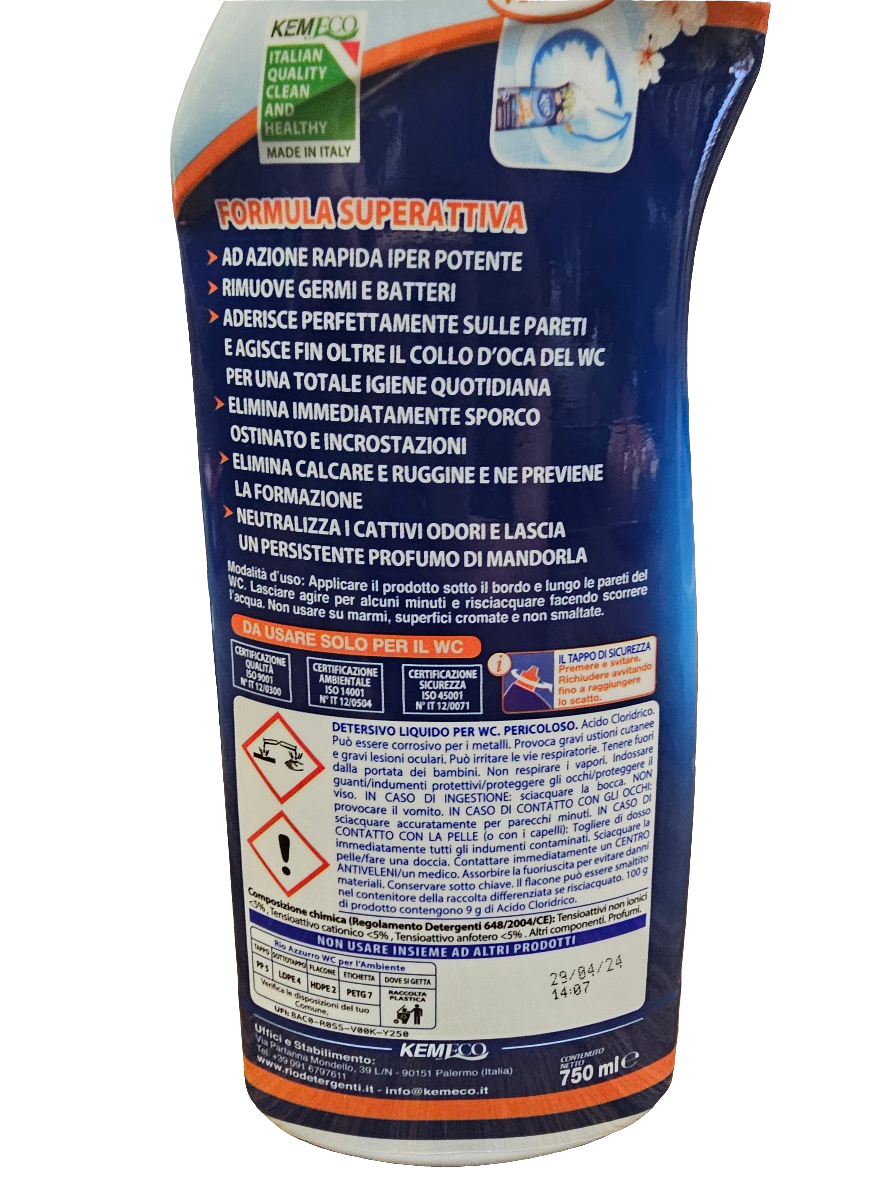 Rio Azzurro WC Disincrostante Gel, a toilet descaler and cleaner 750ml