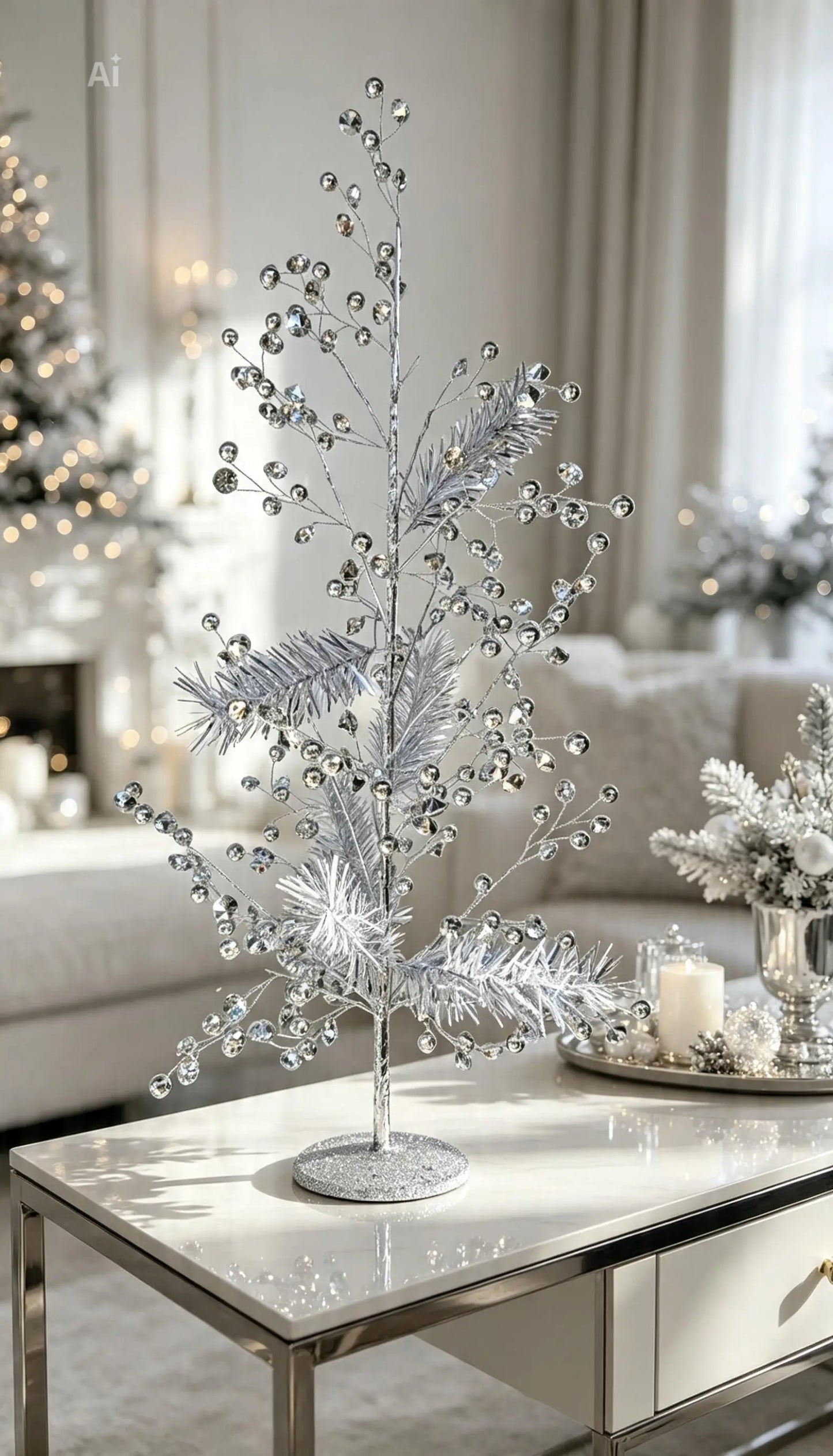 Shimmer Christmas Tree Silver 55cm