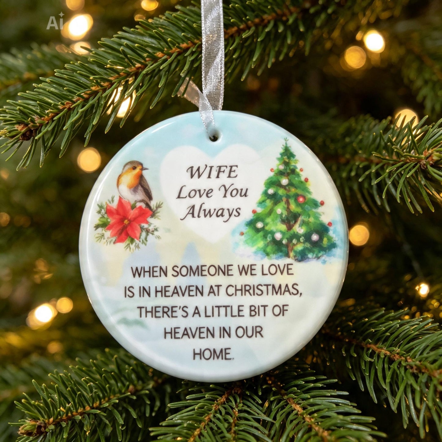 Xmas Robin Tree Hanging Disc - Hangable Decor various Ornaments Decoration