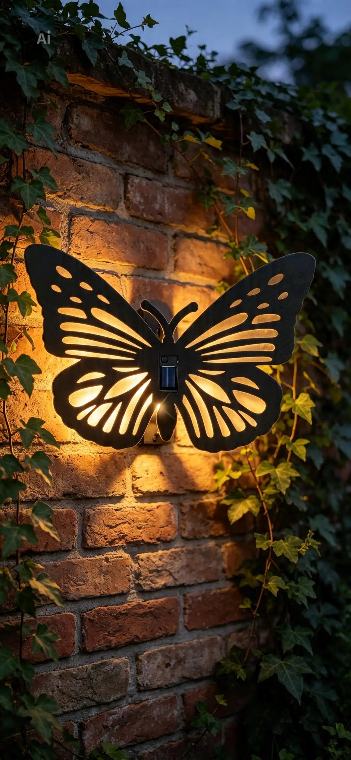 Cast iron butterfly solar garden light