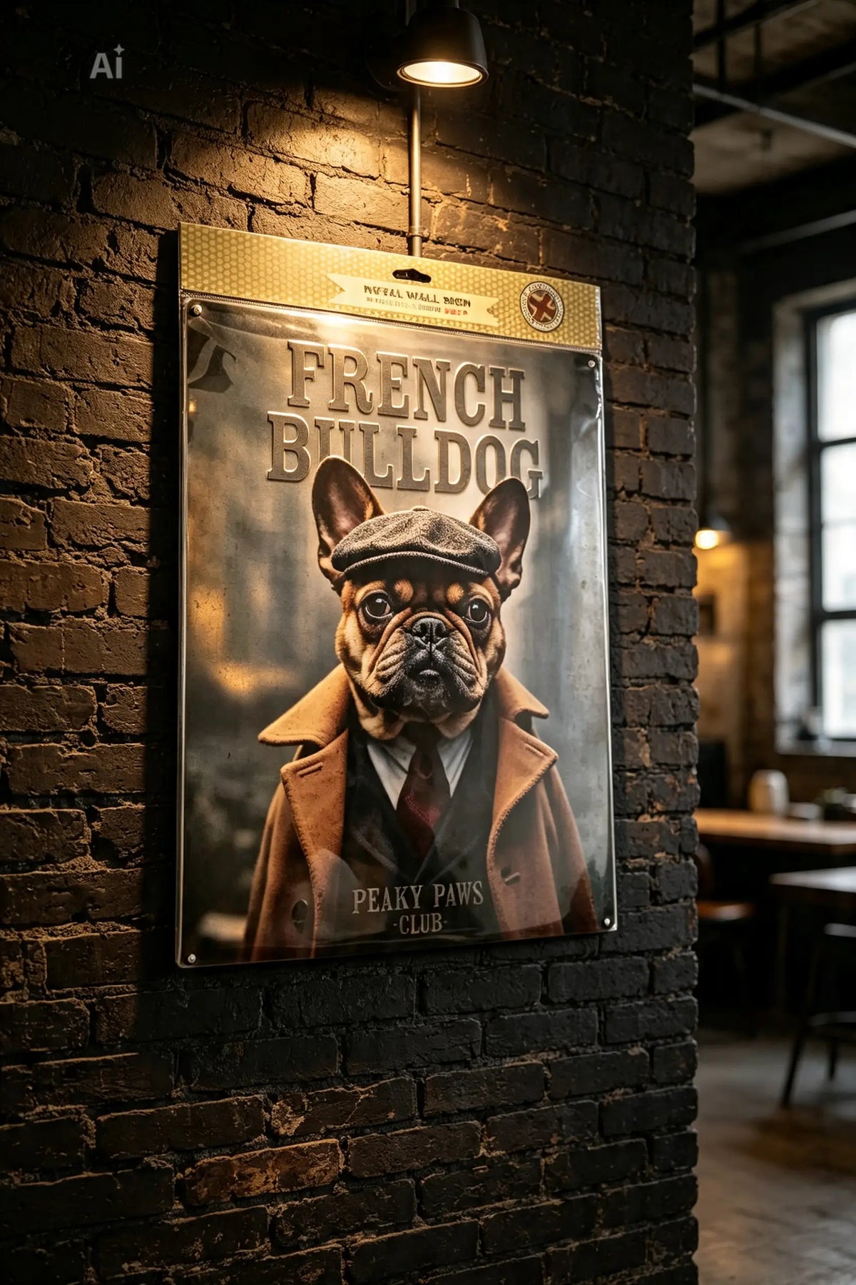 Peaky Paws French Bulldog Large Metal Sign