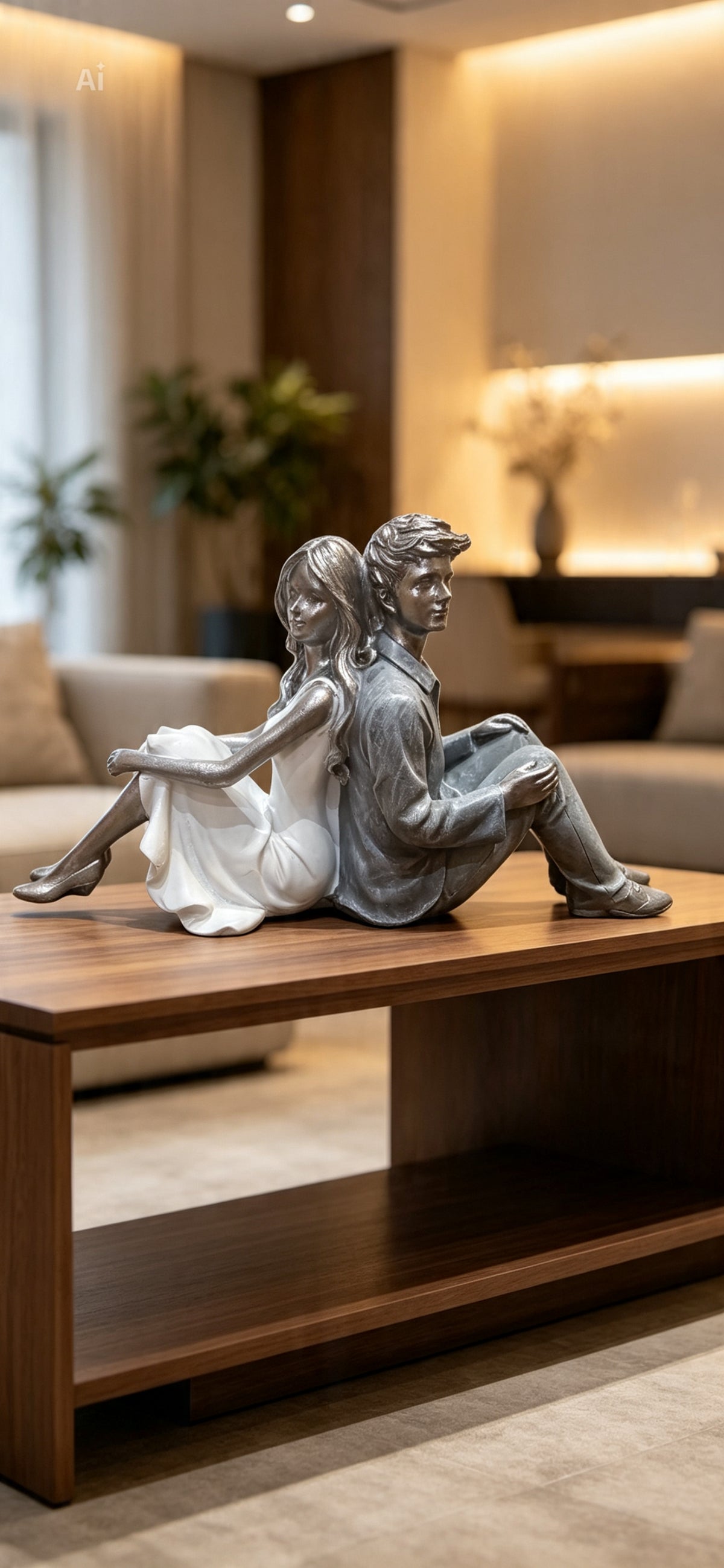 Moonlight Couple Sitting Back to Back