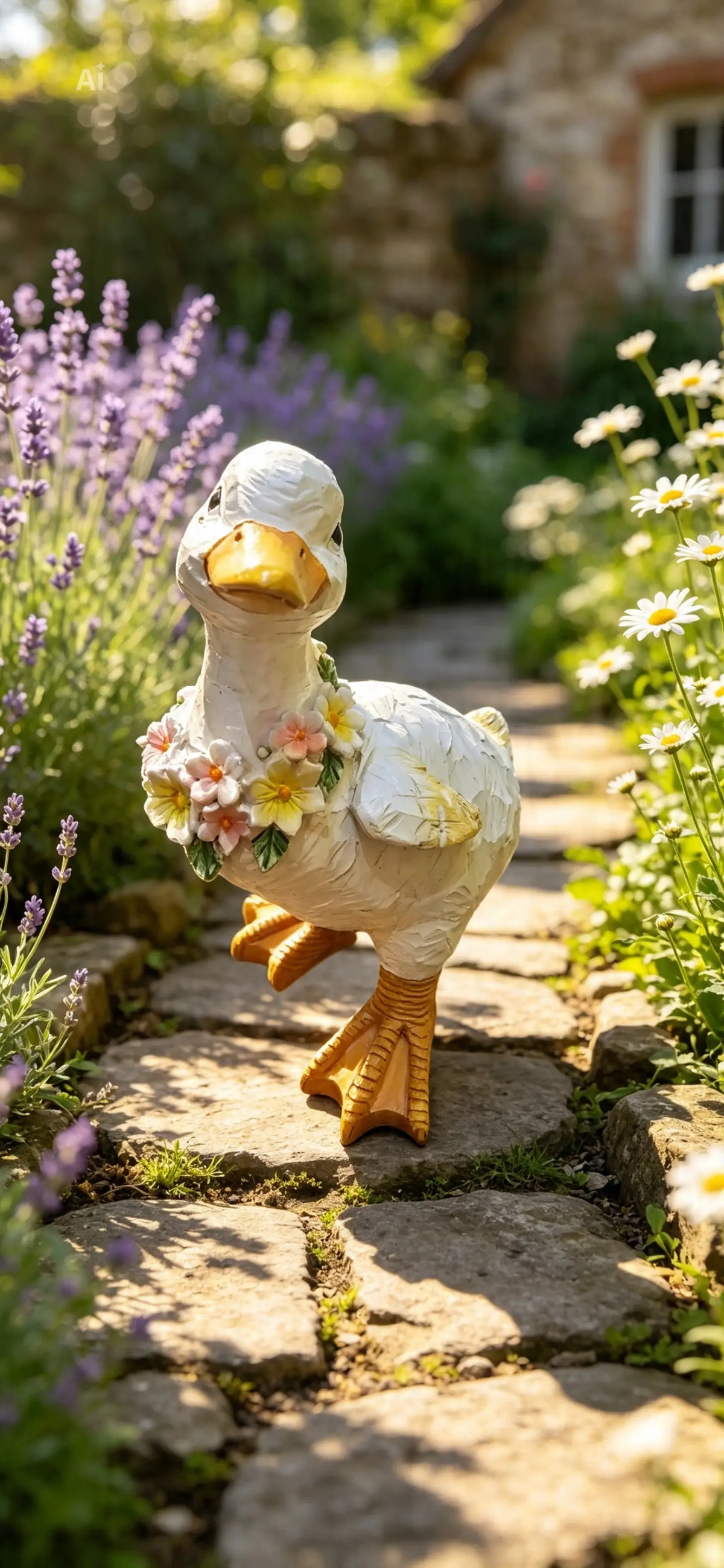 Garden Garland Posing Duck Statue