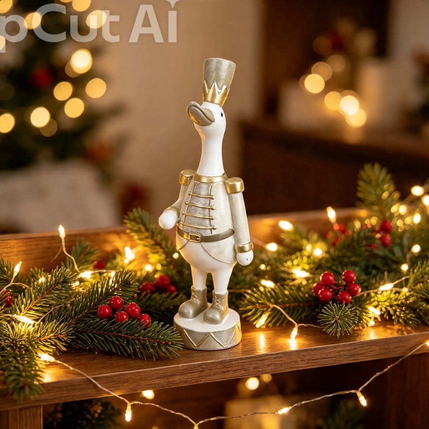 Resin Duck Christmas Decoration -med