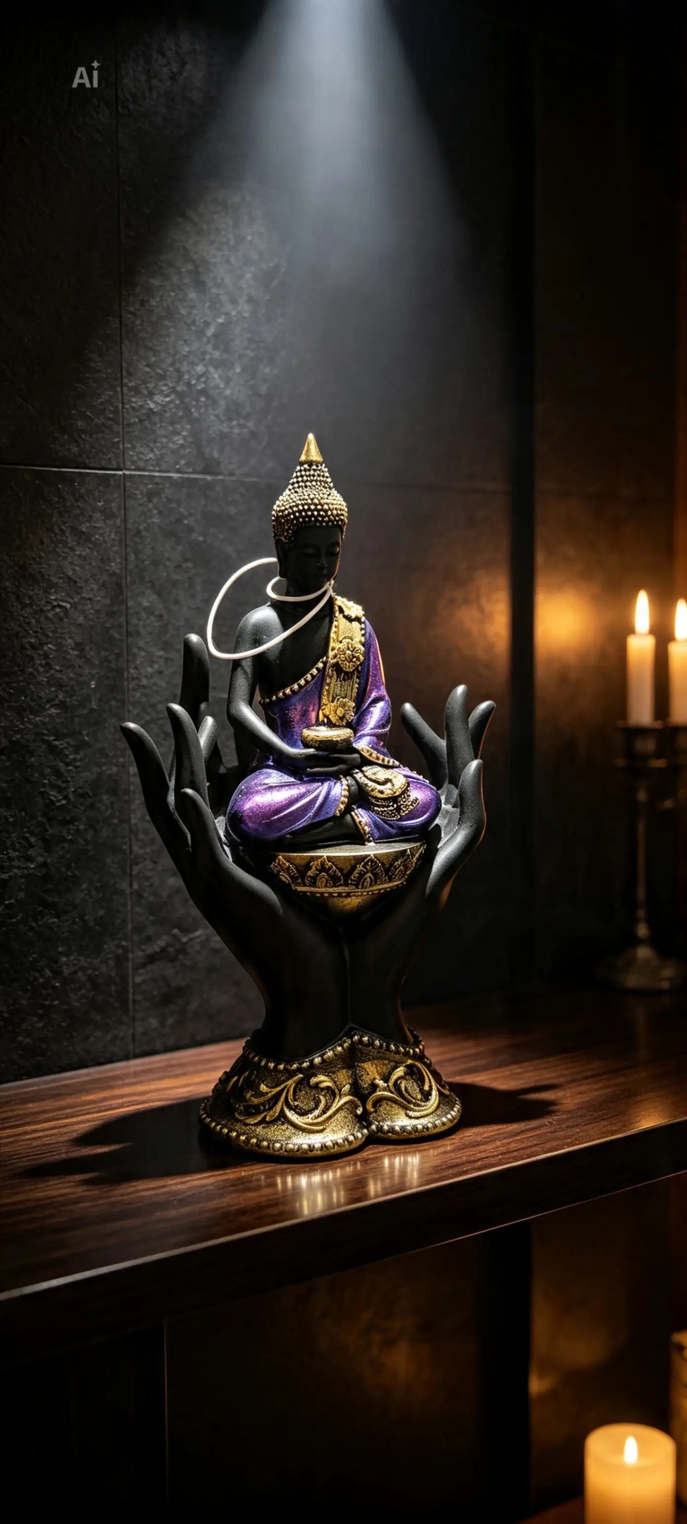 Purple and gold Thai buddah