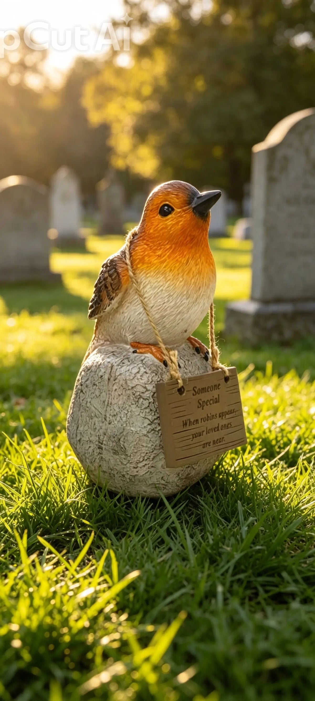 Robin on rock memorial