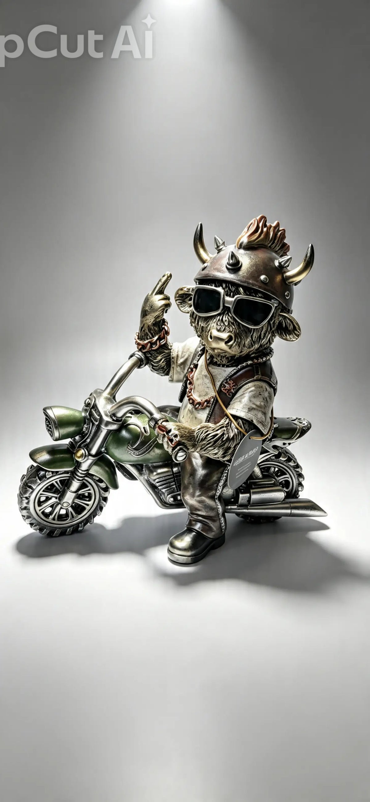 Highland cow biker with Attitude