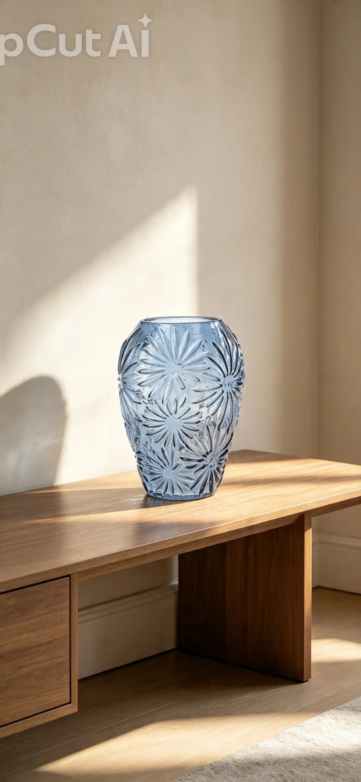 Gisela Graham Blue Daisy Glass Ogee Vase