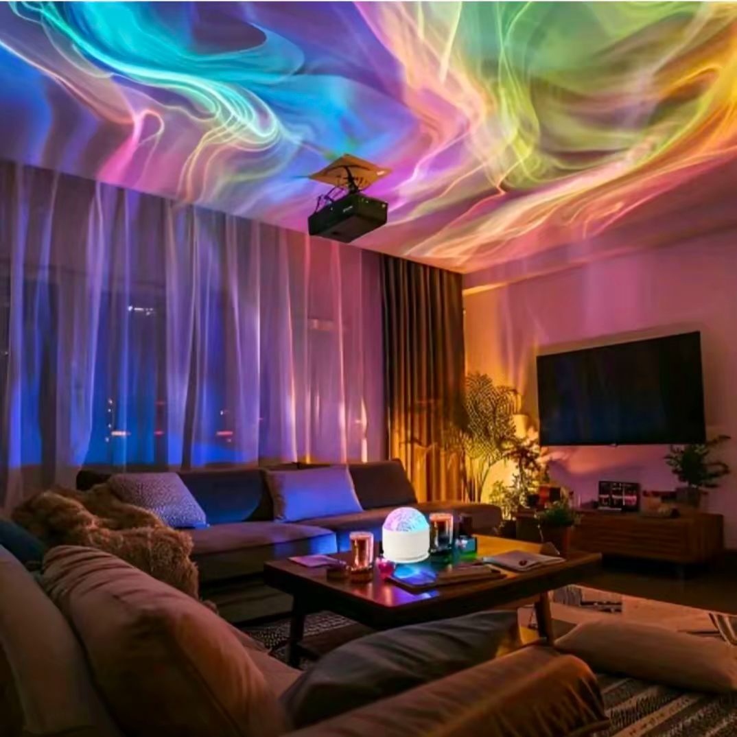 Aurora/Water Ripple Light with Remote Control, 16 Colors LED Night Lamp, USB Rechargeable, Northern Lights Ambient Light