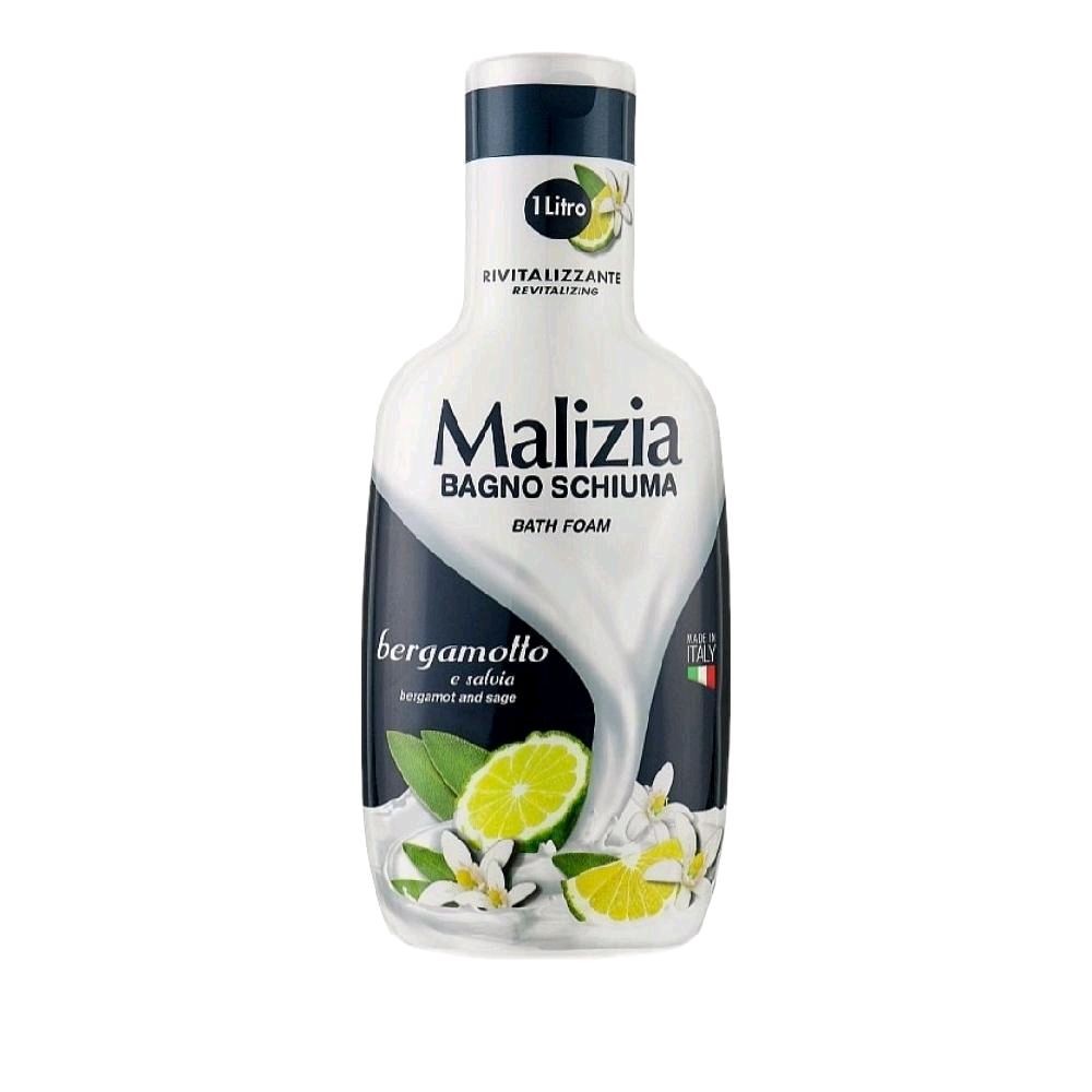 Malizia Bath Foam Bergamot & Sage 1 Litre Vitalising Fragrance for a Refreshing Bath Experience Body Care