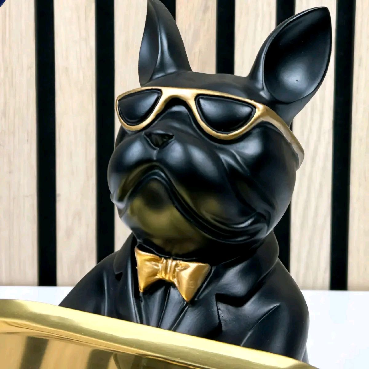 22cm Black French Bulldog Ornament with Trinket Dish