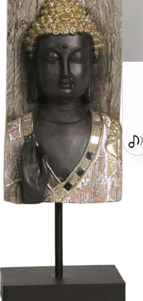 Buddha Ornament with Gold Accents on Stand - Decorative Art Piece Featuring Gold-Embellished Buddha Figures on Stands 1 supplied