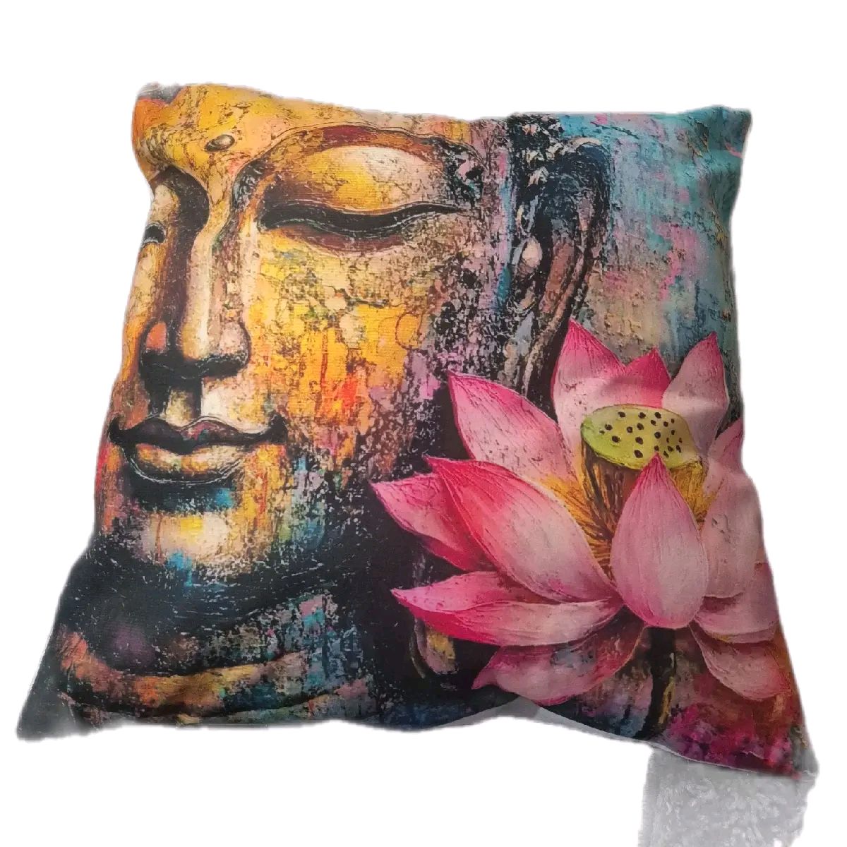 Buddha cushion with pink flower