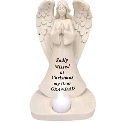 Remembrance Angel With Flickering Light Grandad/ daughter 20cm Decor
