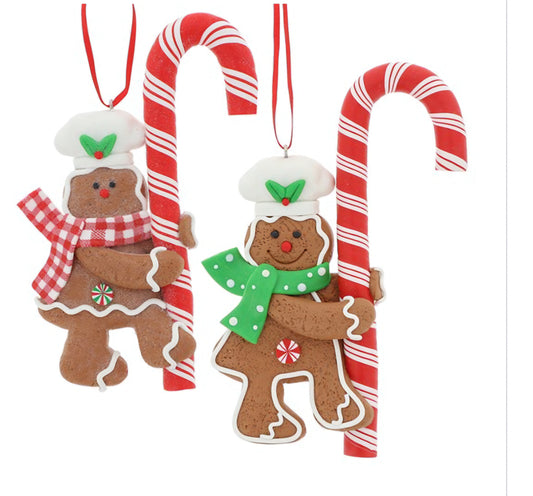 Christmas Cookie Gingerbread Man With Candy Cane ornament