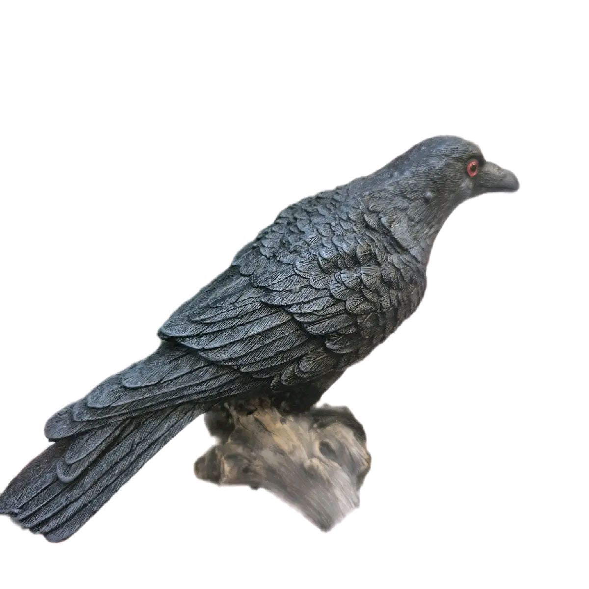 Black Crow Ornament on Wood Effect Stand
