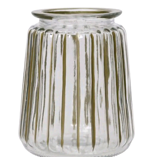 Hurricane Vase with Gold Painted Stripes