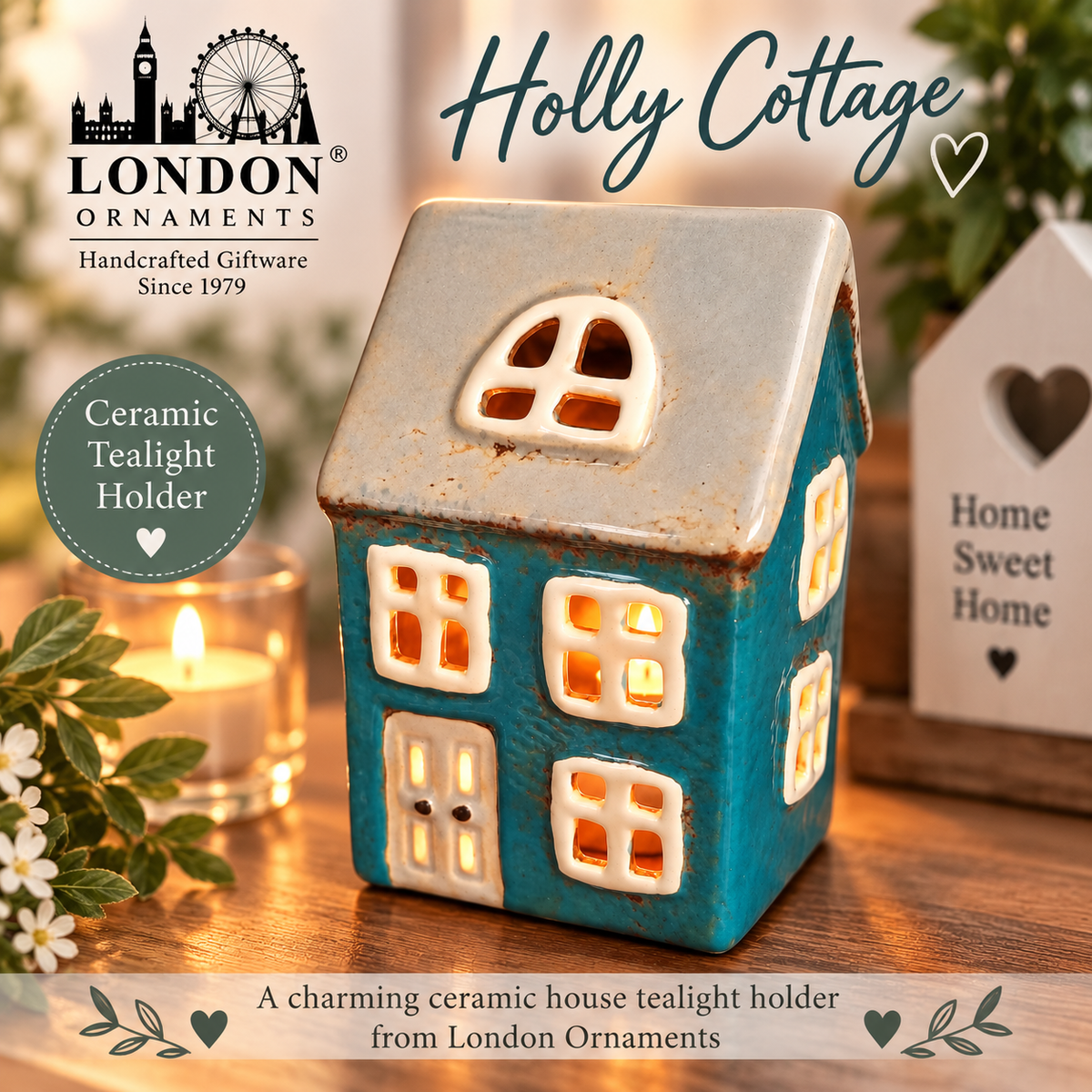 Pottery house tealight burner