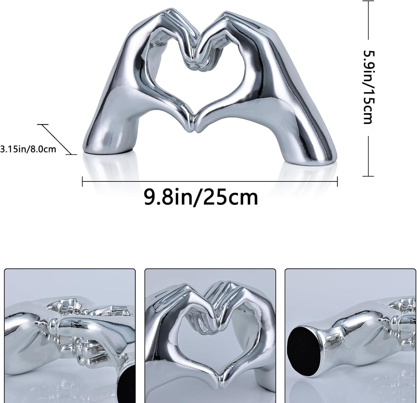 Heart Hands Decorative Sculpture Love Ornament for Home, Bookshelf, or Table