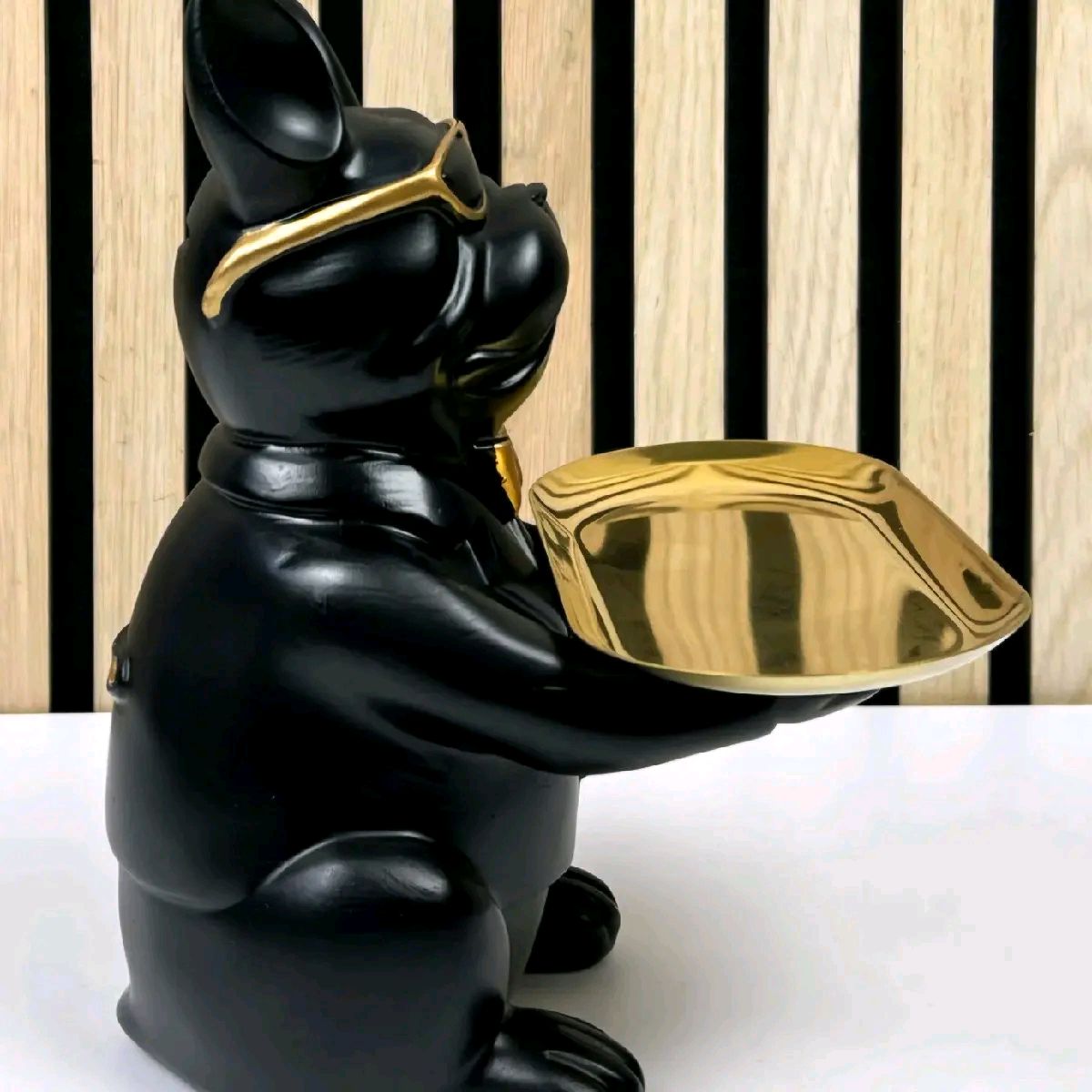 22cm Black French Bulldog Ornament with Trinket Dish