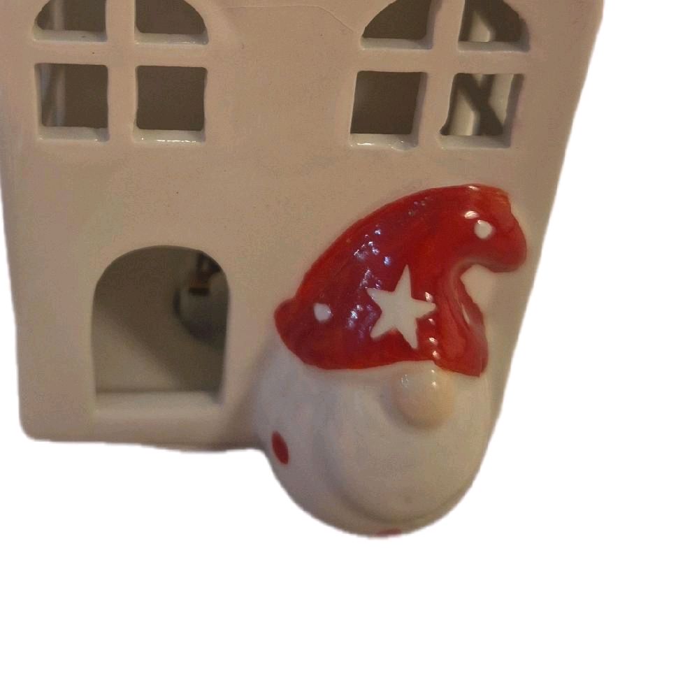 LED House with Santa/ gonk  - 11.5cm - Perfect for Christmas Decorations Ornaments