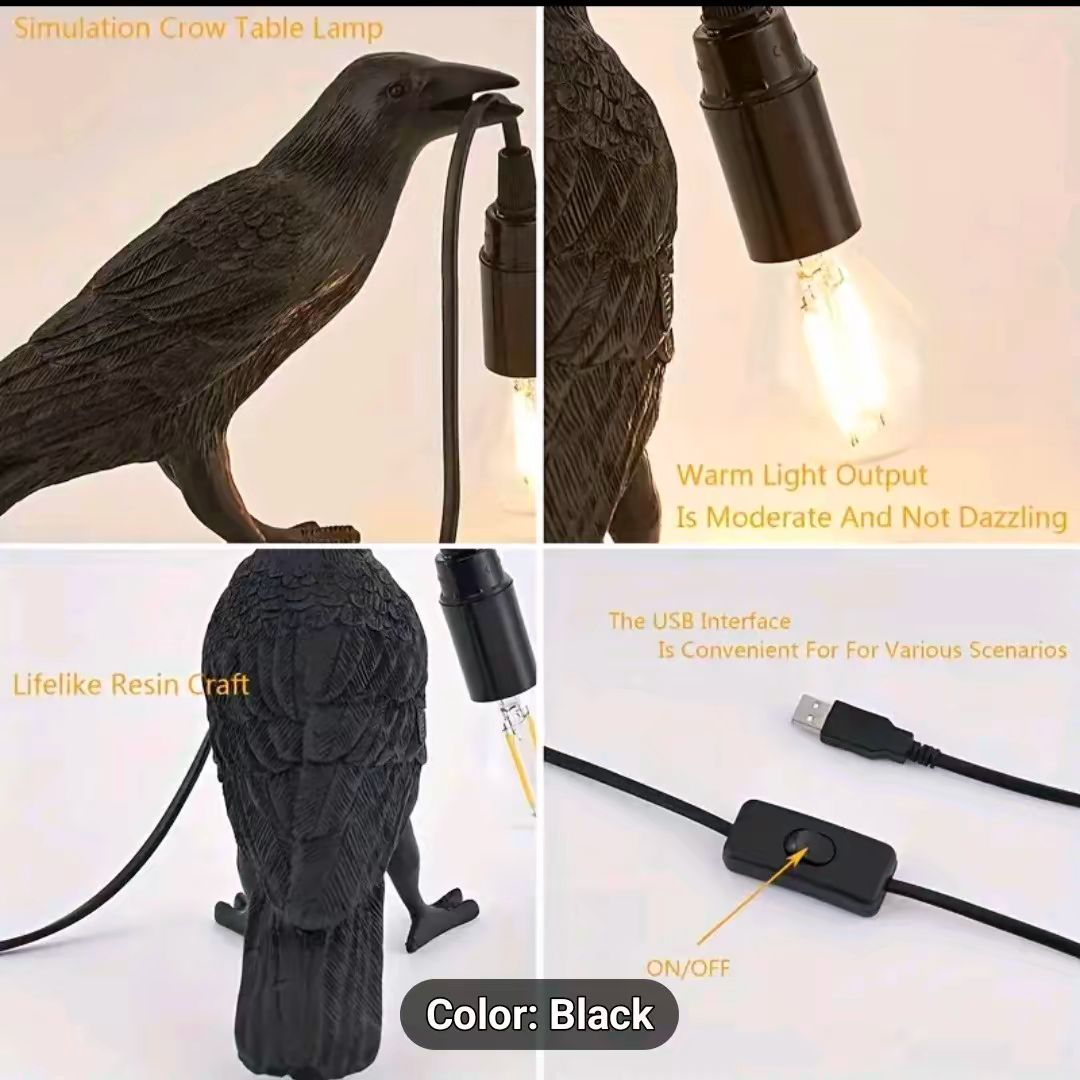 Black raven gothic style lamp