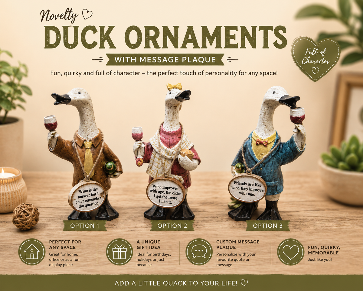 Novelty Duck Ornament with Message Plaque
