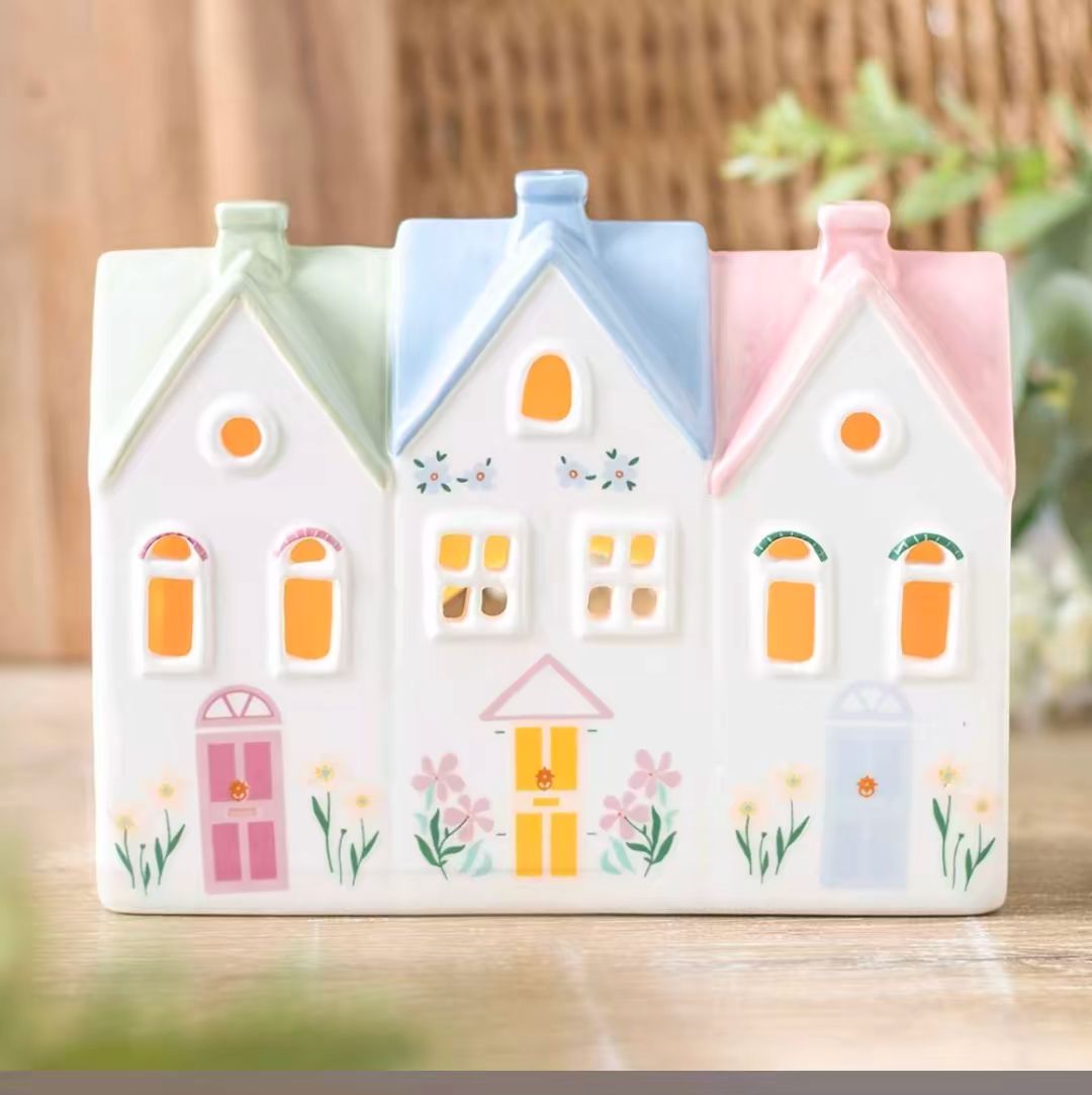 Pastel House Shaped Incense Cone Burner/Tealight Holder