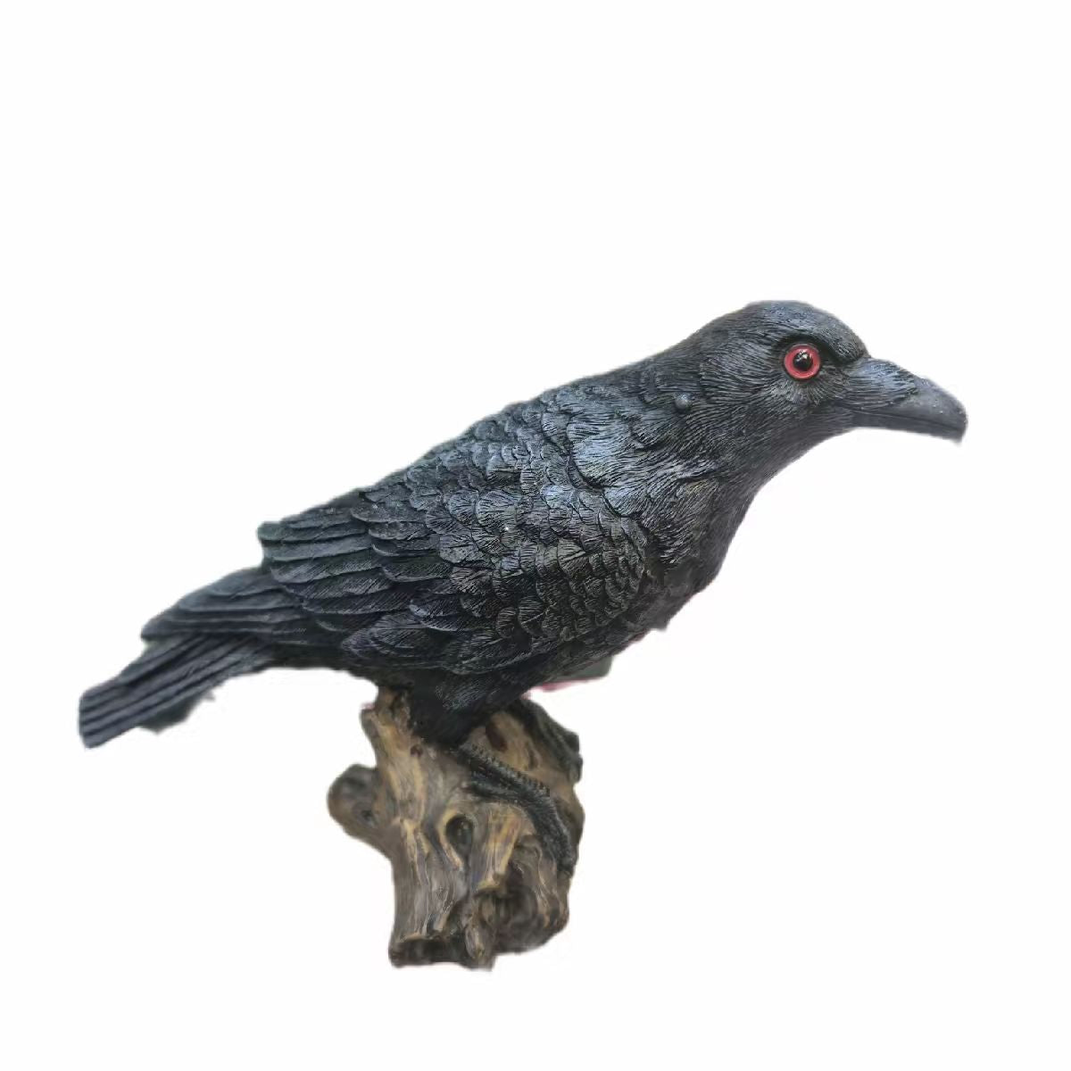 Black Crow Ornament on Wood Effect Stand