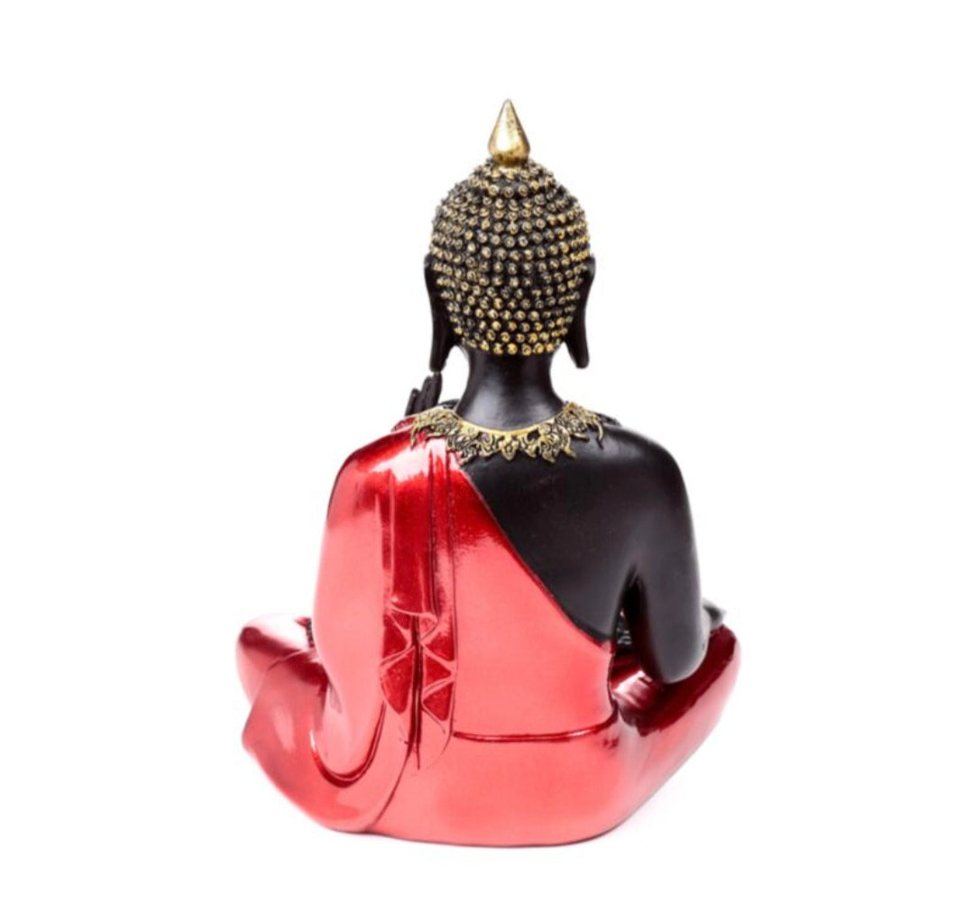 Red, Black & Gold Thai Buddha Meditation Resin Ornament (26cm)