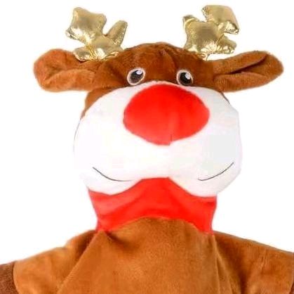 Novelty Christmas Reindeer Hot Water Bottle with Cover - Perfect for Cozy Nights Rubber