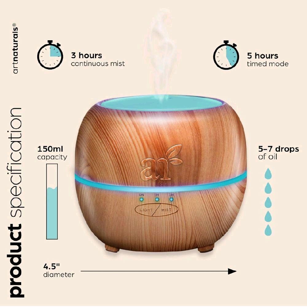 Aroma Oil Diffuser Ultrasonic Humidifier Air Purifier 150ml Capacity - Compact Design & Essential Oil Diffusion Feature