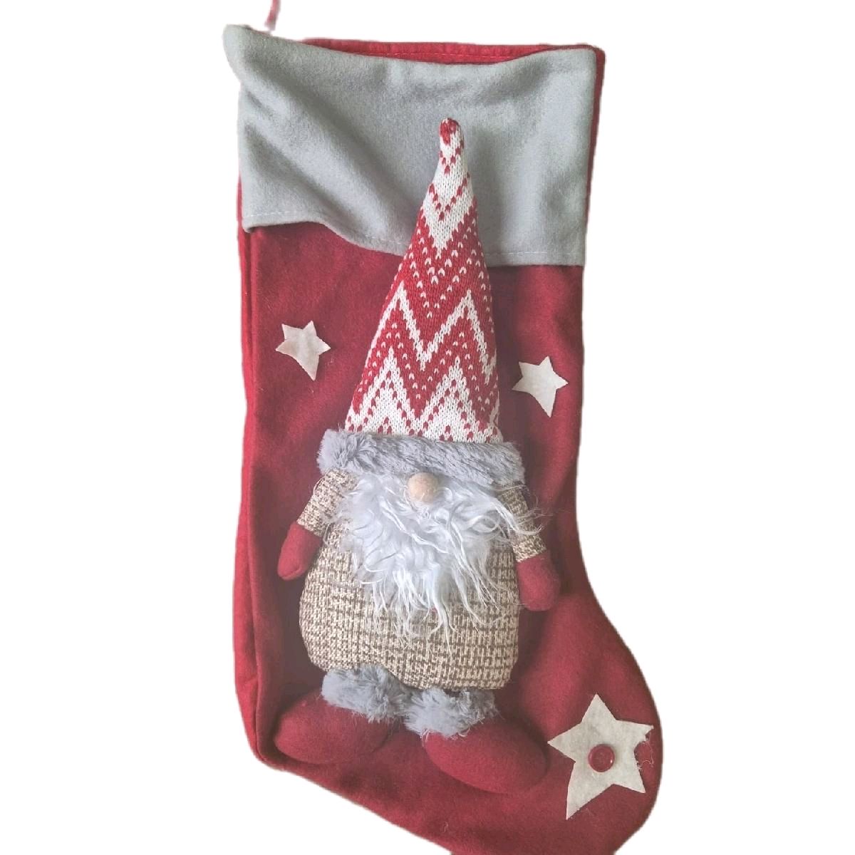Gonk Design Christmas Stocking - Red or Pink - Festive Home Decorations - Gifts