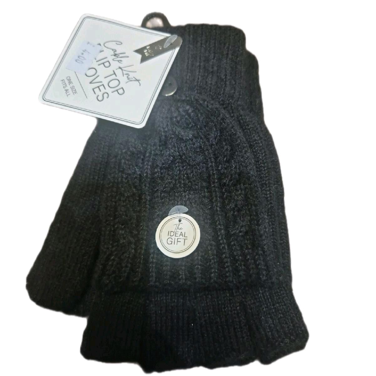 Ladies Cable Knit Flip Top Gloves for Winter Protection