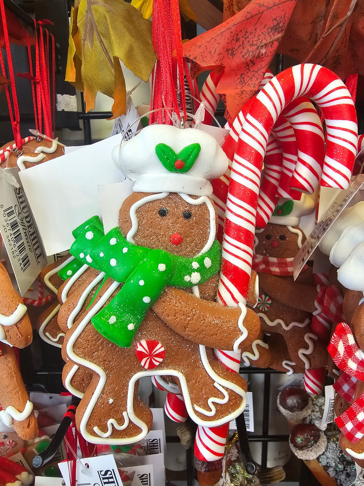 Christmas Cookie Gingerbread Man With Candy Cane ornament