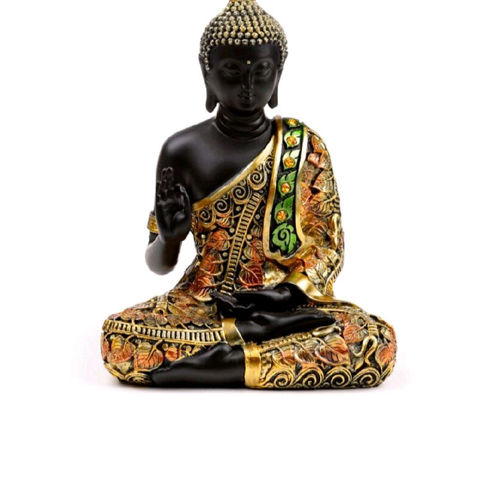 Black & Orange Gold Thai Buddha Mediation Decor Ornaments for Home Religious