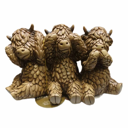 Highland Cow Ornament - Hear no Evil, See no Evil, Speak no Evil