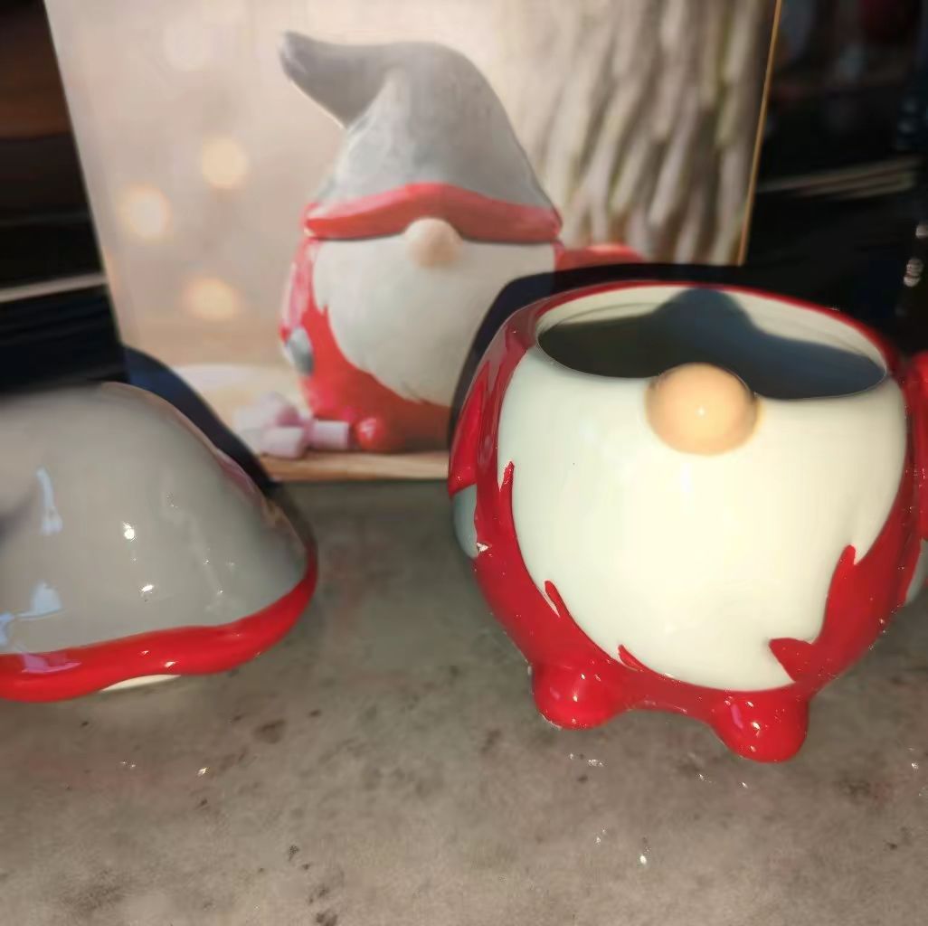 Red and Grey lidded gonk mug xmas mugs