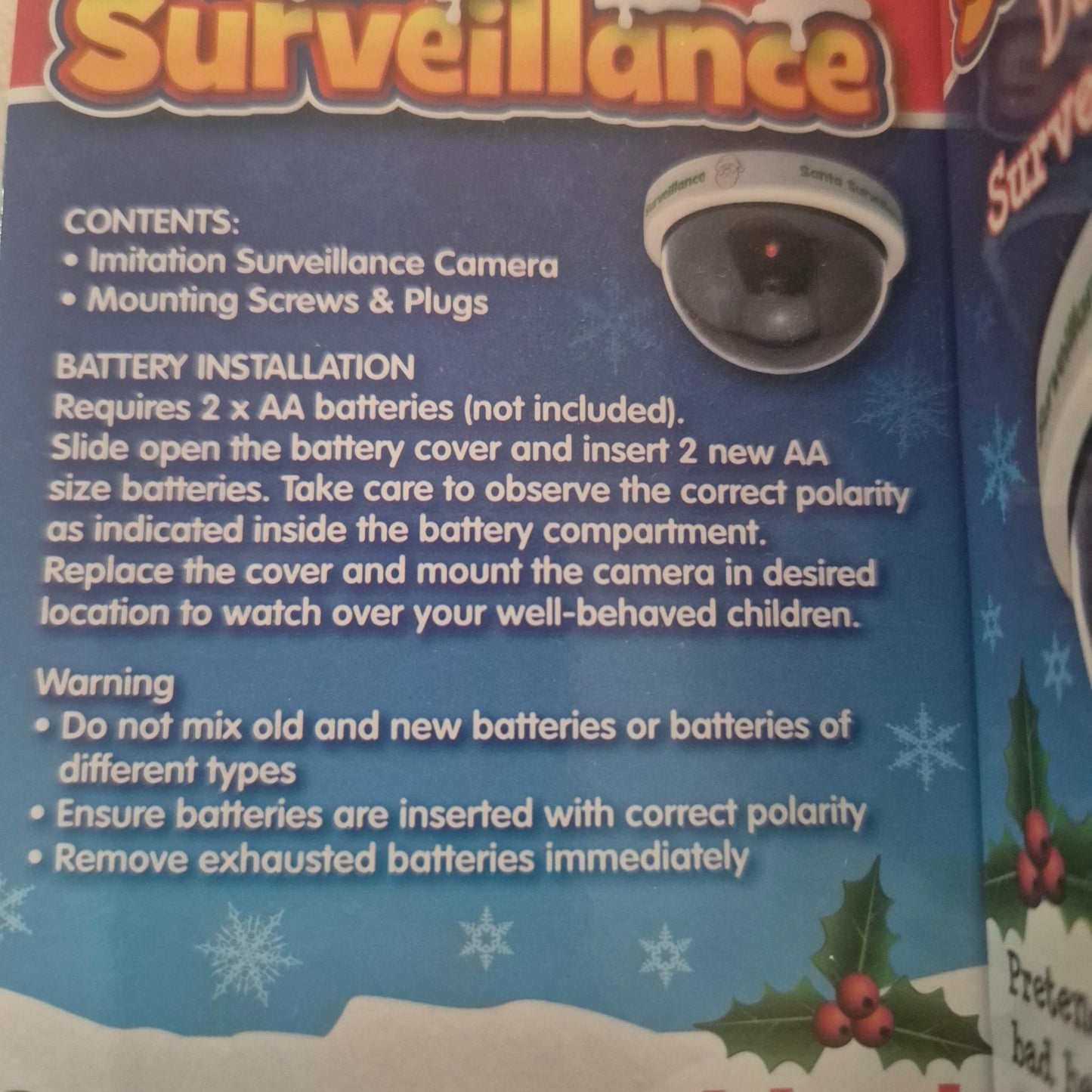 Santa Surveillance Dummy Camera with flashing led light