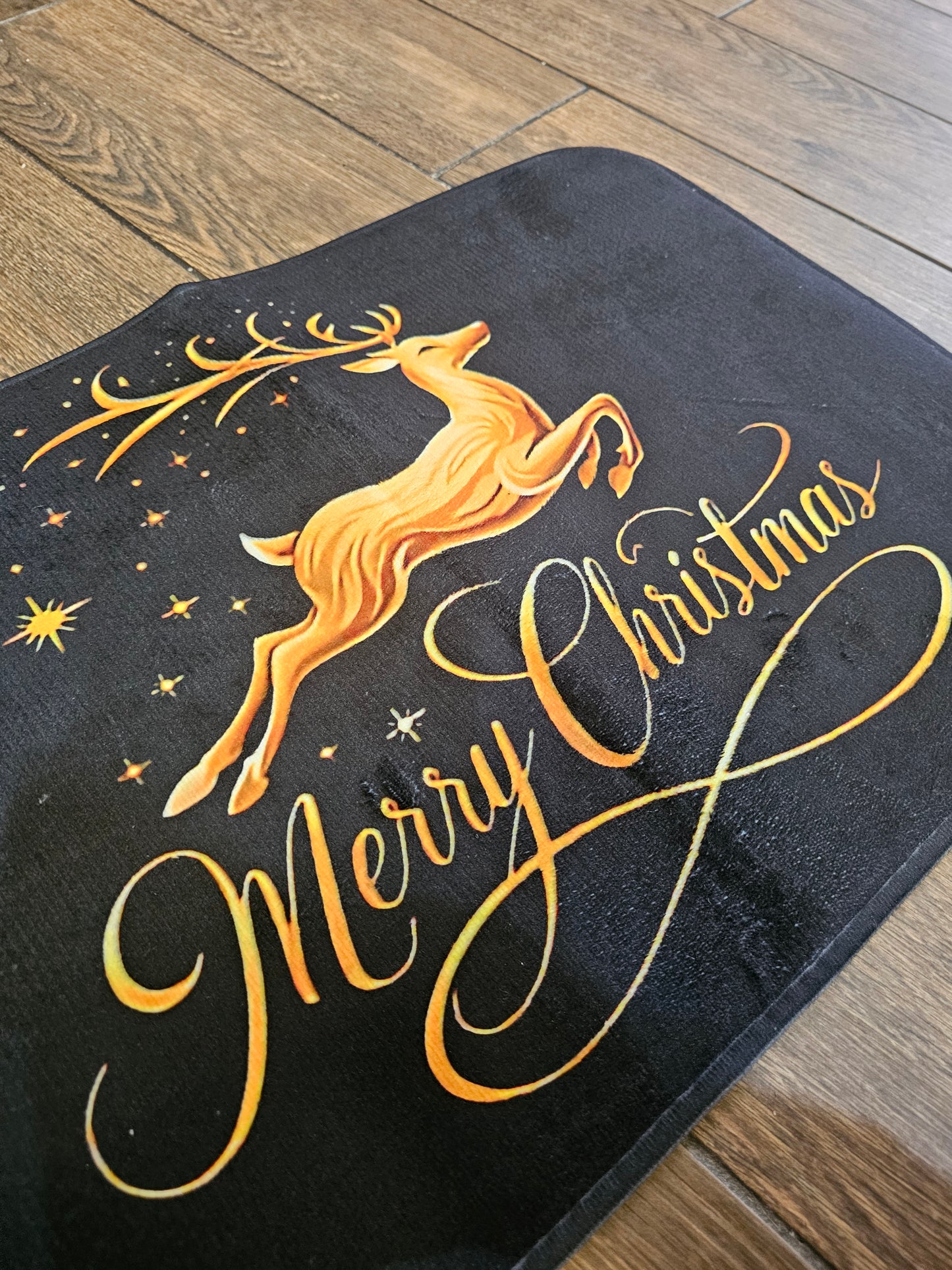 Black and Gold Reindeer Door mat 40cm x 60cm