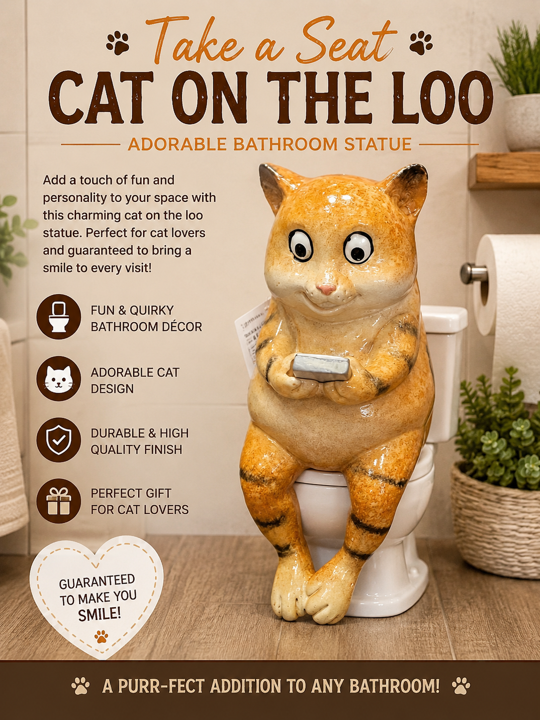 Take a Seat Cat on the Loo statue