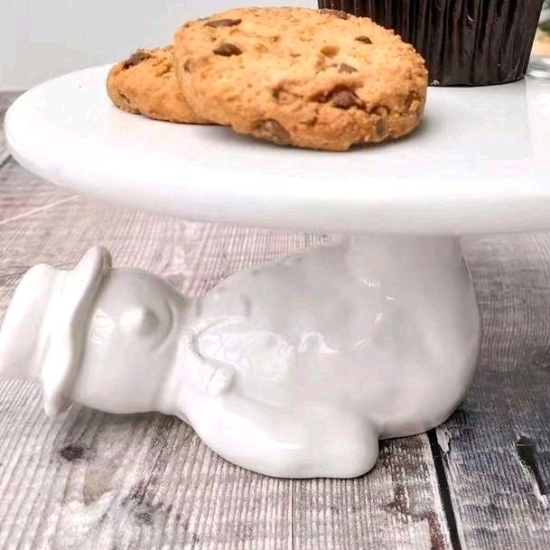 Ceramic Snowman 6-Inch Cake Stand 17cm - White trays Christmas Kitchen Household