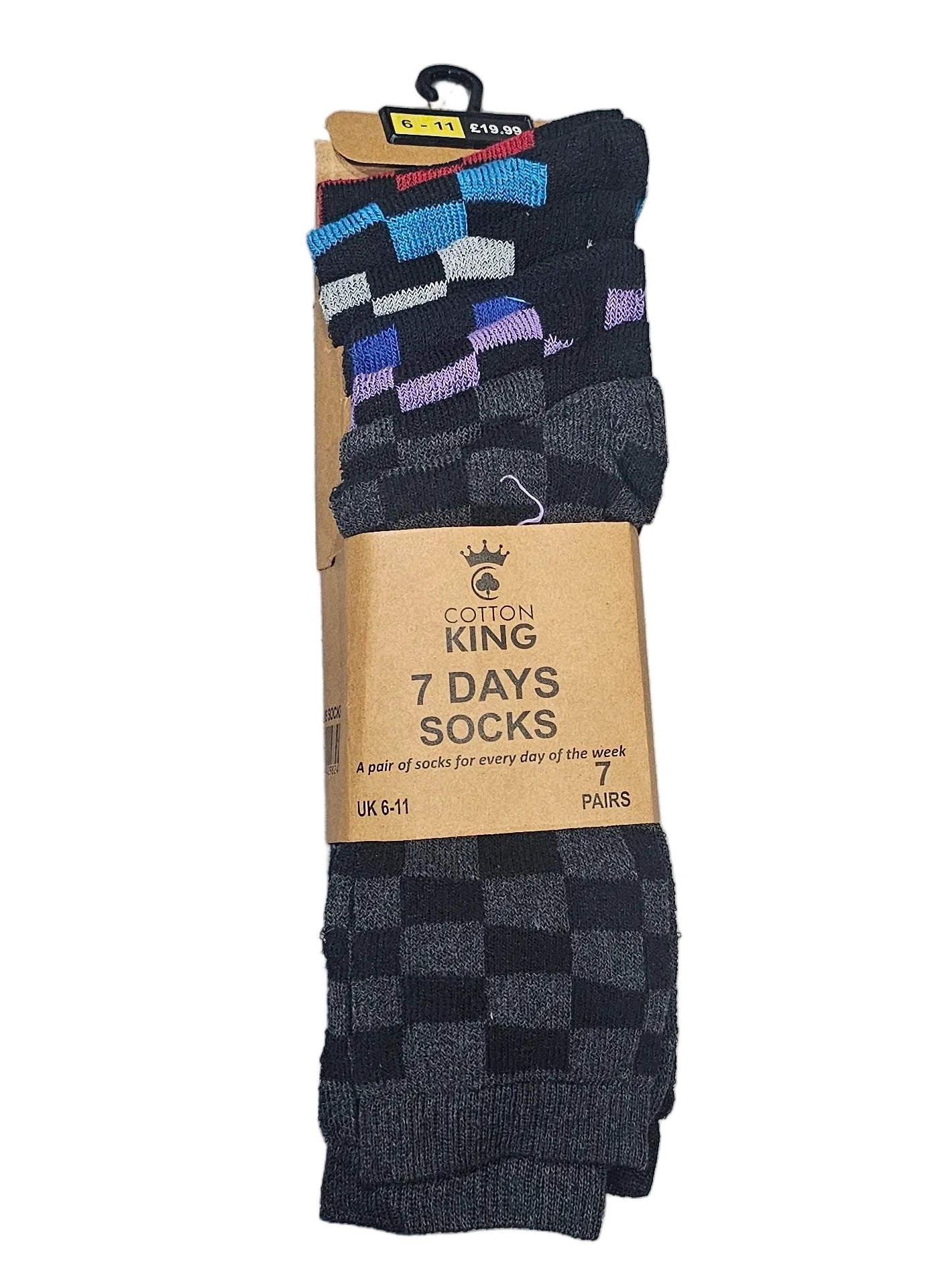 Cotton King 7 Days Socks, sized for UK 6-11