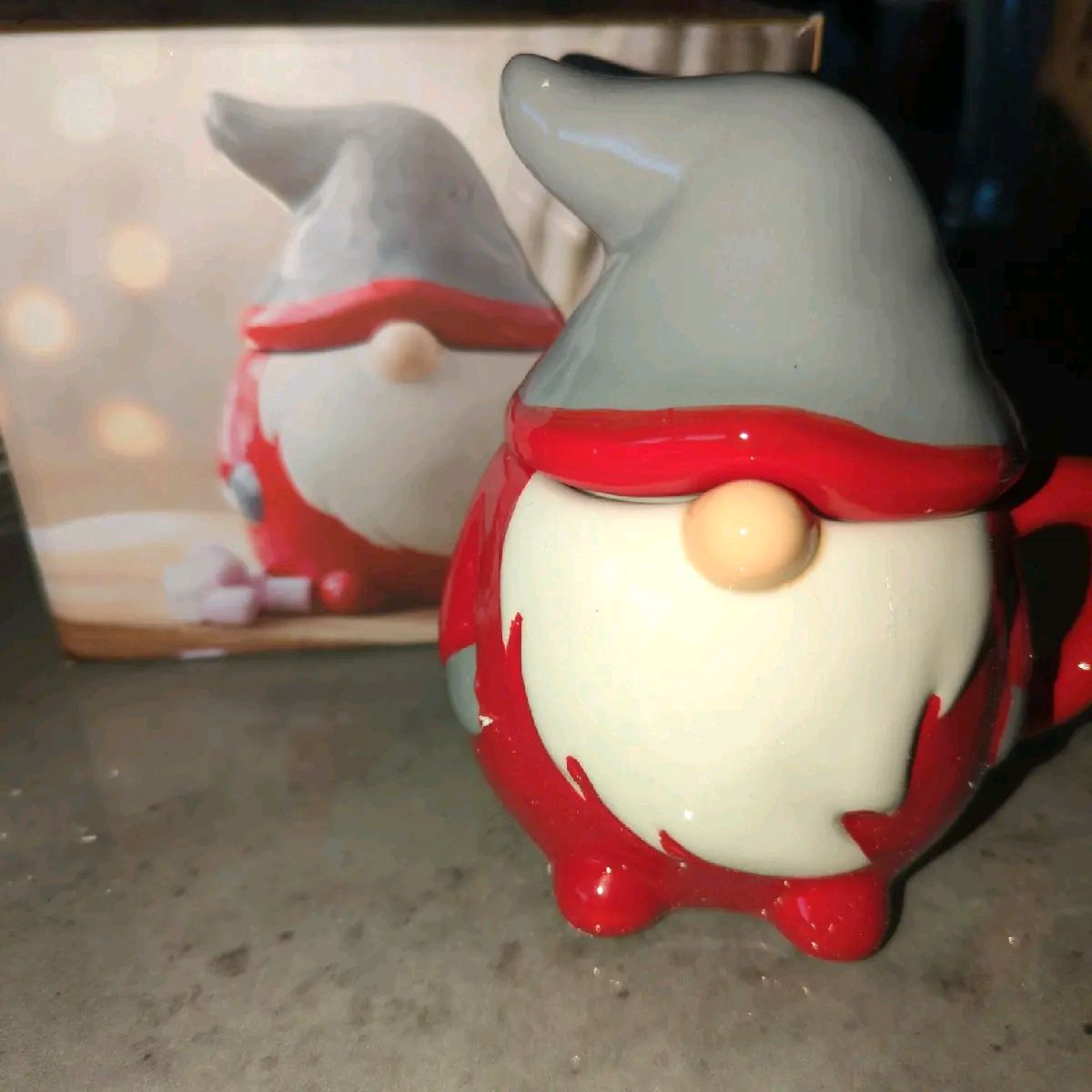 Red and Grey lidded gonk mug xmas mugs