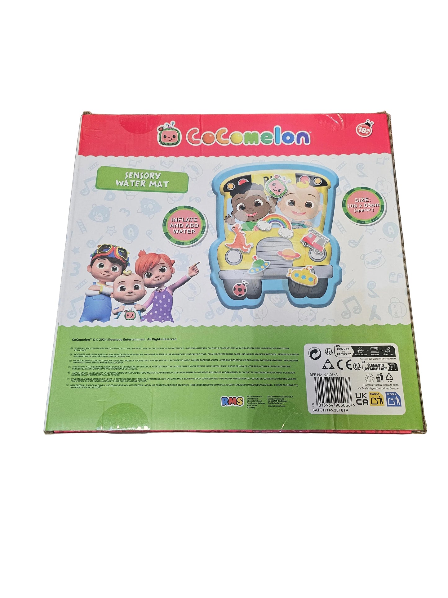 Cocomelon Sensory Water Play Mat, mess-free tummy time.