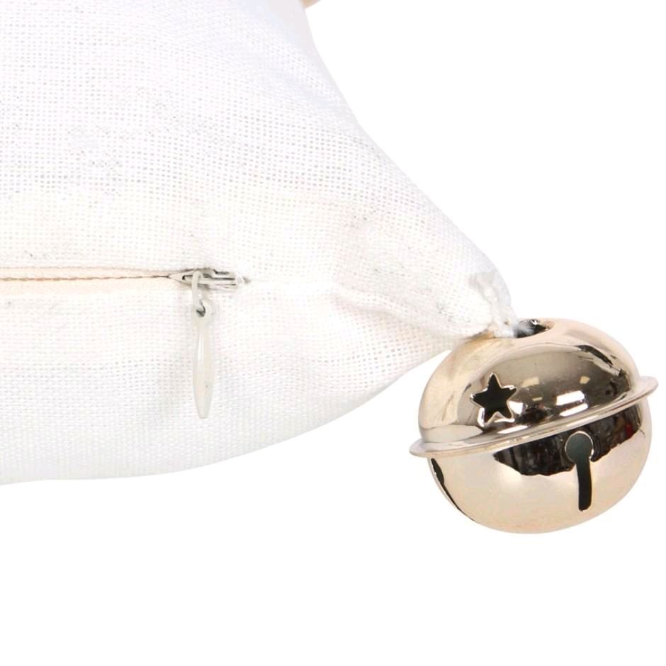 This House Believes Soft Cushion with Bells - Festive Summer Throw Pillow for Home Decor with Gold Jingle Bell Accents