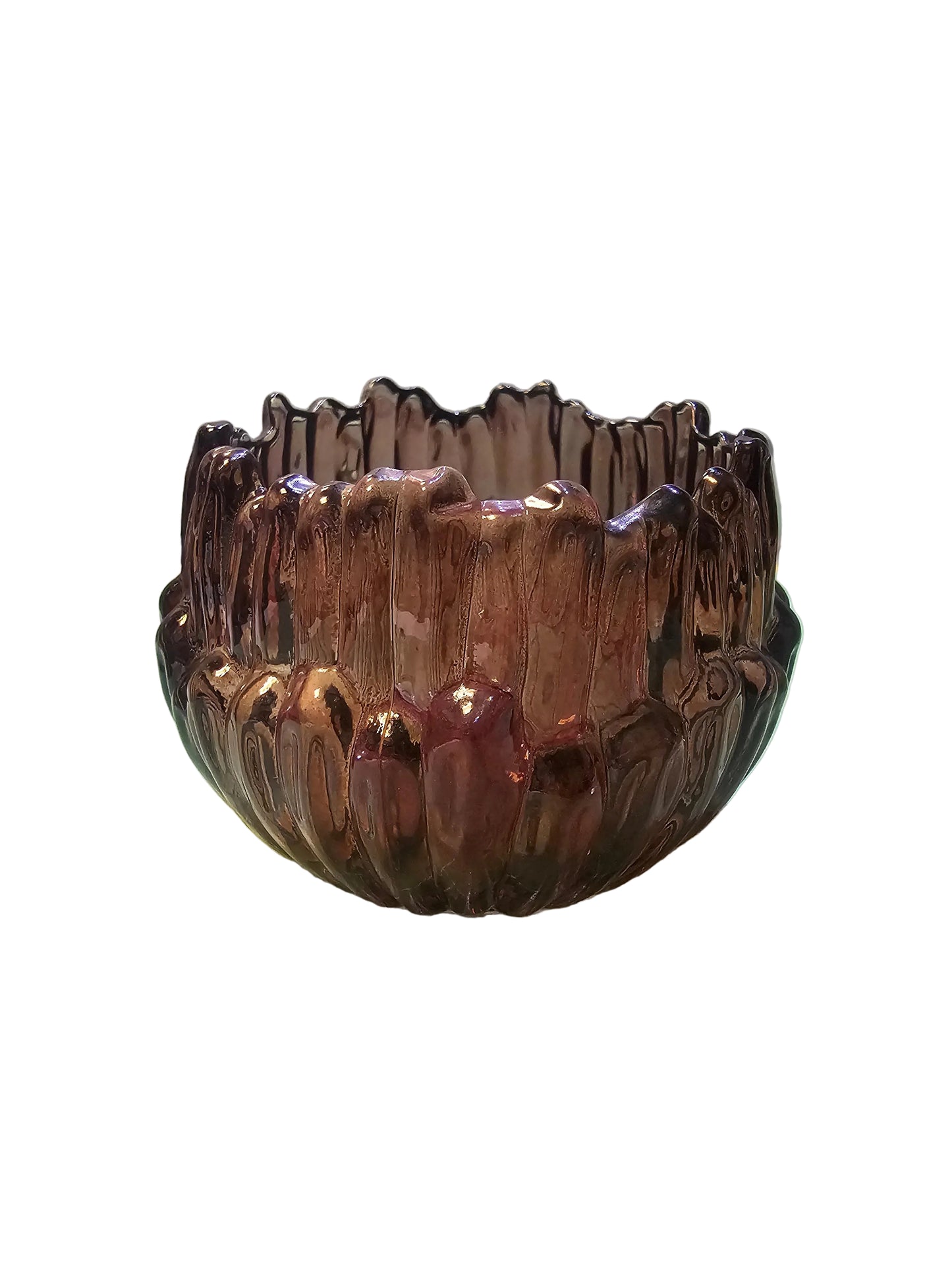 Textured Glass Tealight Candle Holder - 3 Colours