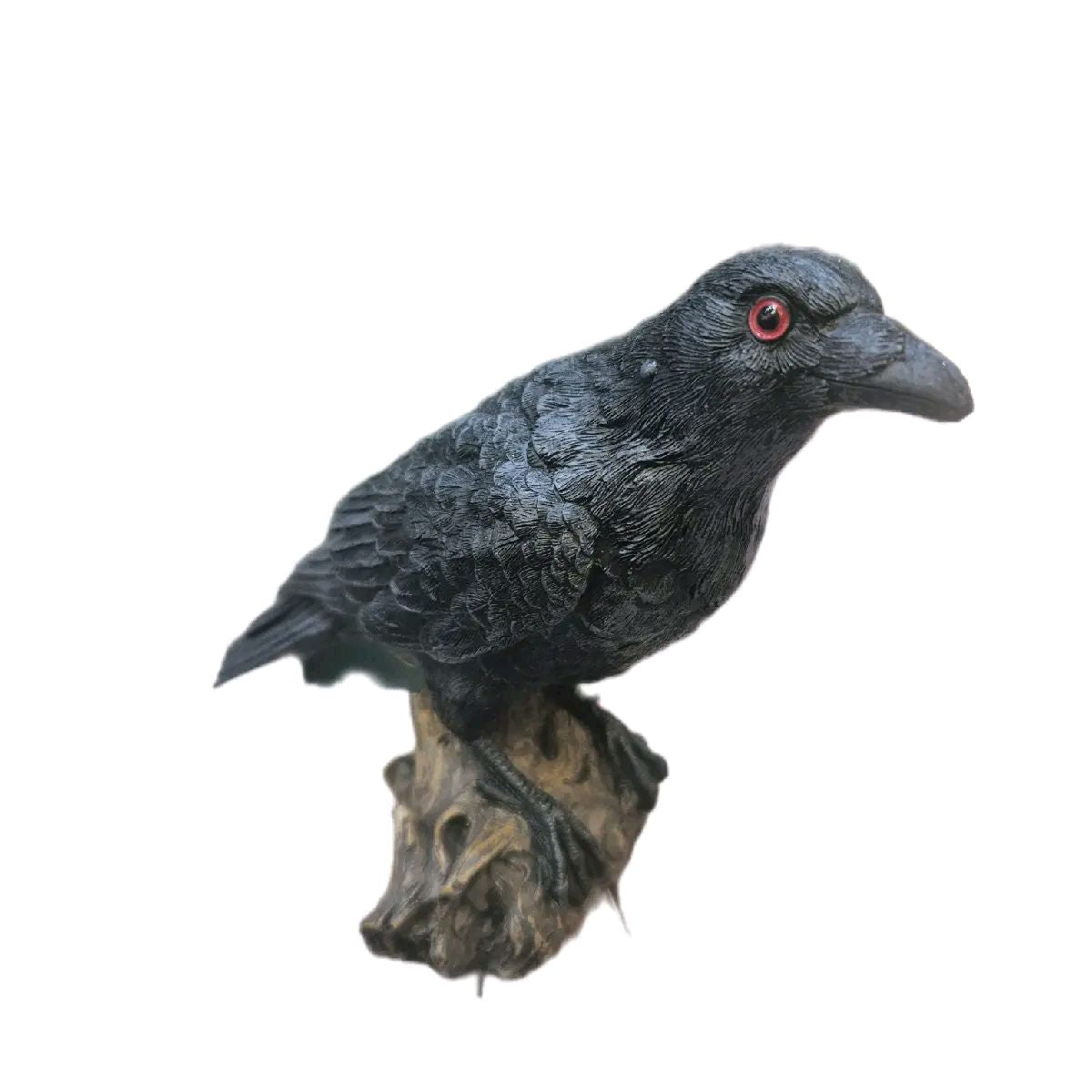 Black Crow Ornament on Wood Effect Stand