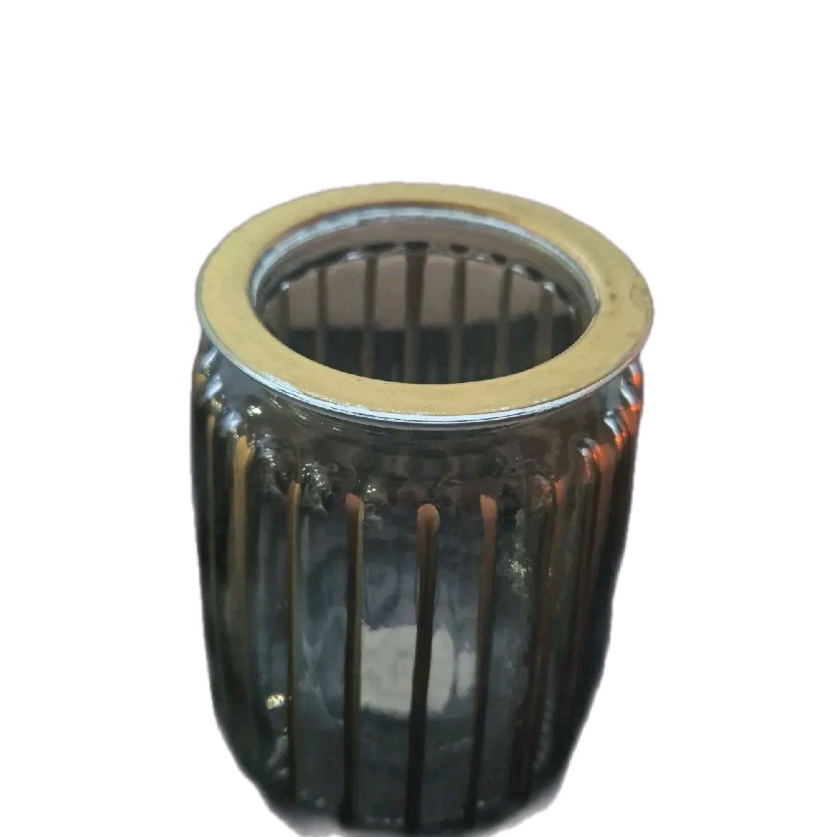 Hurricane Vase with Gold Painted Stripes